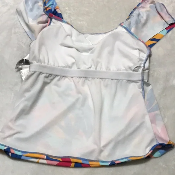 Crown & Ivy Women's Tropical Print Tankini Swim Top in Multicolor Large - Picture 5 of 9